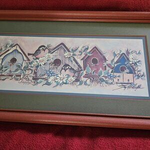 vintage home interiors birdhouse flower picture